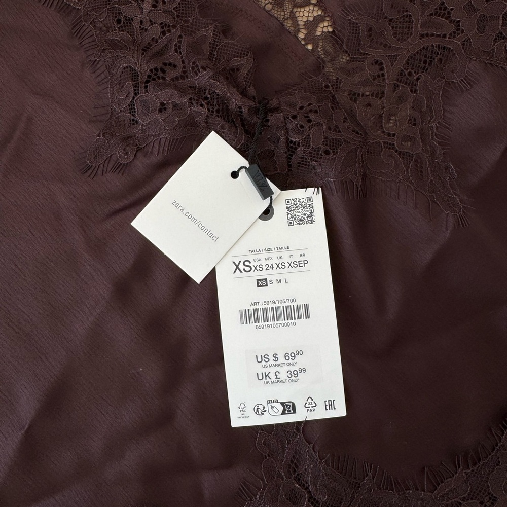 NWT Zara Asymmetric Lace Camisole - Picture 8 of 8
